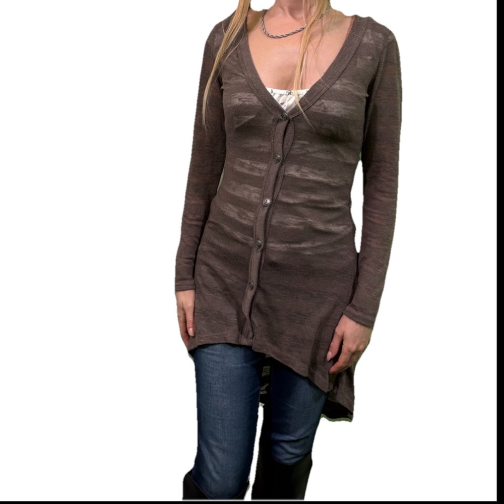 Vintage delicate brown steampunk Y2K style cardigan button up sweater S